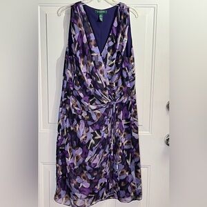 Lauren Ralph Lauren Elegant Purple and Black Long Sleeve Dress
